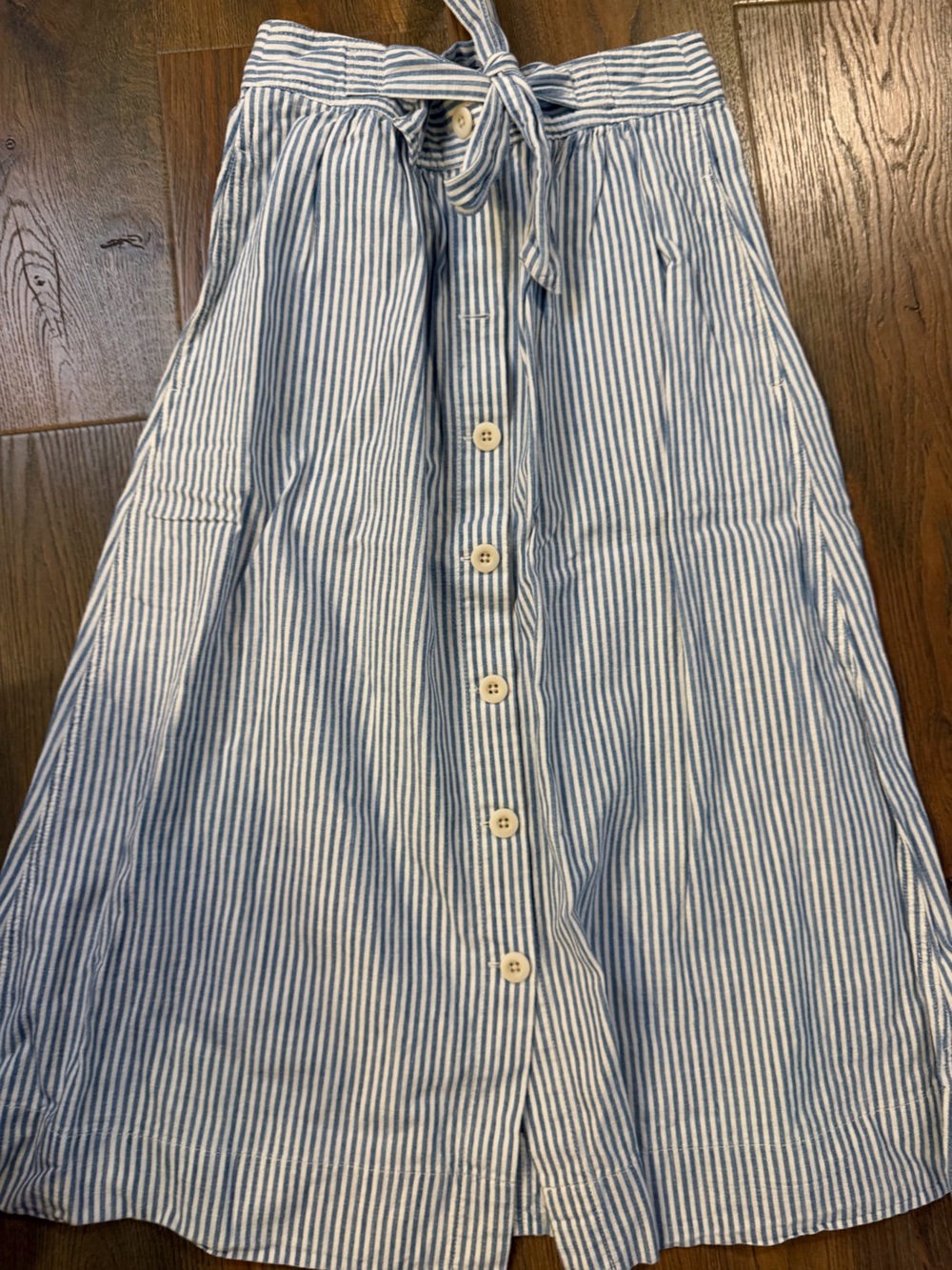 Madewell Blue and White Striped Coastal Grandma Maxi Skirt